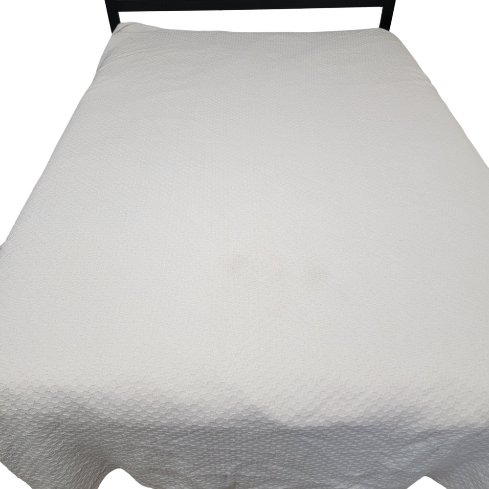 VTG Faribault Mills Outlast Wool Blend Waffle King Bedspread Cream Made in USA